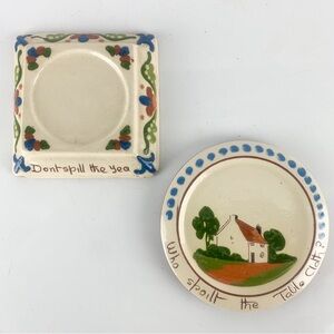 Vintage Pair Torquay Motto Ware Small Ceramic Trinket Dishes England Cottagecore